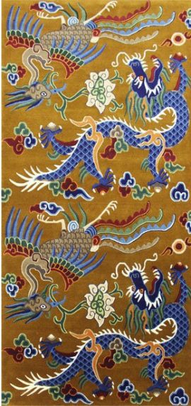 Tibetan Carpet with Dragon and Phoenix