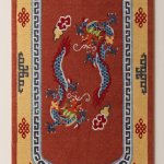 Tibetan Rug with 2 Dragons