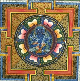 Pink Lotus Mandala with 6 Armed Mahakala