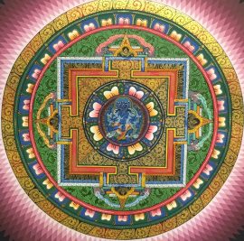 Pink Lotus Mandala with 6 Armed Mahakala