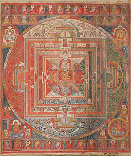 A mandala is a spiritual and ritual symbol in Hinduism and Buddhism, representing the universe. In common use, “mandala” has become a generic term for any diagram, chart or geometric pattern that represents the cosmos metaphysically or symbolically; a microcosm of the universe.