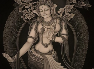 Thangka de la déesse Tara Blanche debout