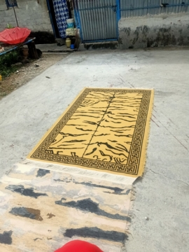 Tibetan Carpet with Tiger stripe Design