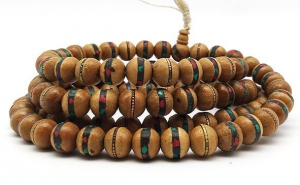 Inlaid Wood Mala 12mm