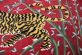 Tibetan Tiger Rug with red background