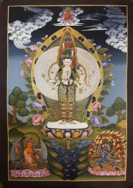 Thangka de Lokeshvara con Buda Amitabha