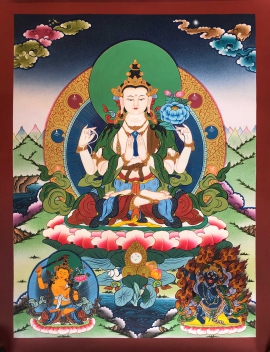 Tibetan Thangka of Chenrezig-kharcheri
