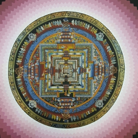 Mandala de Kalachakra avec des nuances de rose