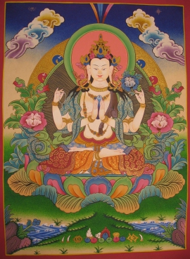 Art tibétain Thangka de Chenrezig