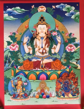 Chenrezig With Vajrapani Tibetan Thangka