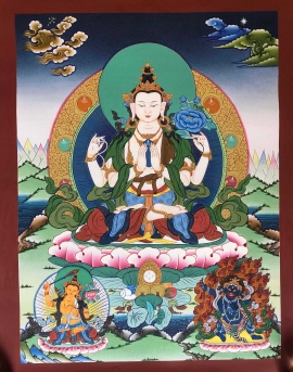 Chenrezig with Vajrapani Buddhist Thangka