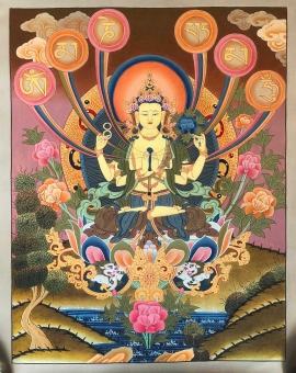 Thangka de Avalokiteshvara Chenrezig