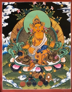 Tibetan Thangka of Yellow Jambala