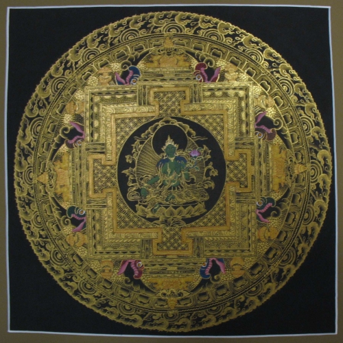 Black and Gold Green Tara Mandala