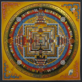Pintura tibetana del mandala de Kalachakra