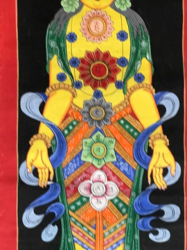 7 Chakras Tibetan Thangka with Yellow Yogi