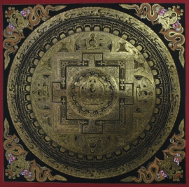 Black and Gold White Tara Traditional Mandala