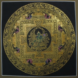 Mandala de la Tara Verte en Noir et Or