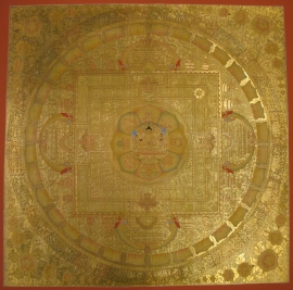 Mandala traditionnel du Bouddha Shakyamuni en or