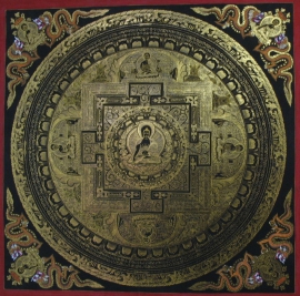 Mandala de Shakyamuni en noir et or