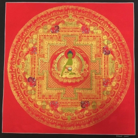 Peinture de mandala tibétain de Shakyamuni
