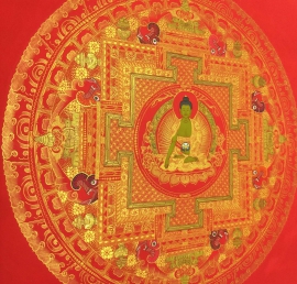 Peinture de mandala tibétain de Shakyamuni
