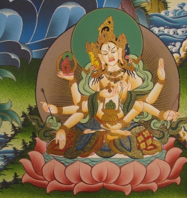 White Tara With Five Dhyani Buddha
