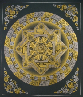 Mandala de Chenrezig Noir et Doré