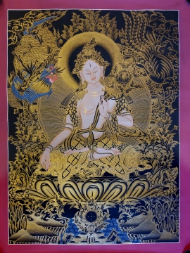 Black and Gold Sita Tara Tibetan Thangka