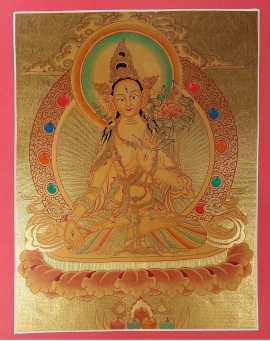 White Tara Golden Thangka Painting