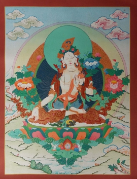 Stone Color White Tara Thangka