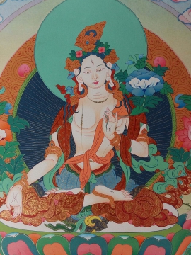 Stone Color White Tara Thangka