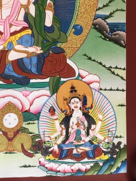 White Tara with Namgyalma & Amitabha Buddha Thangka