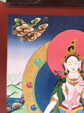 White Tara with Namgyalma & Amitabha Buddha Thangka