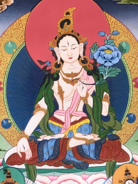 White Tara with Namgyalma & Amitabha Buddha Thangka