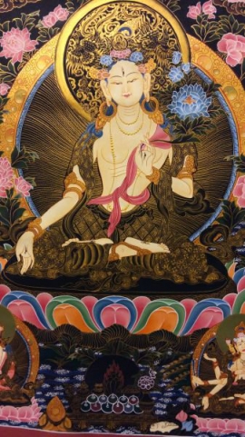White Tara Thangka with Buddha