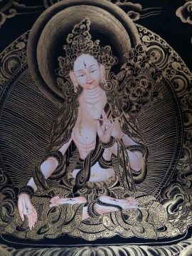 Golden and Black White Tara Thangka