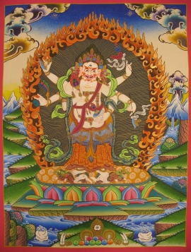White Lord with Six Hands Thangka