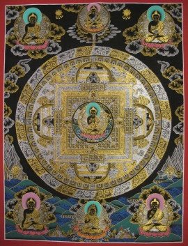Mandala du Bouddha Noir et Doré