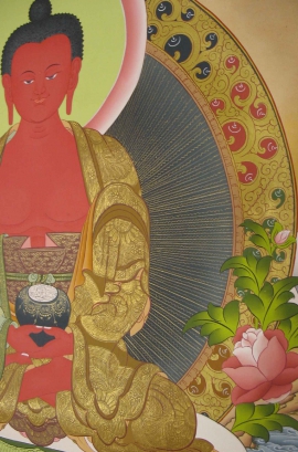Thangka peint à la main d&rsquo;Amitabha Bouddha