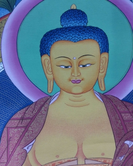 Tibetan Shakyamuni Buddha with 2 standing God