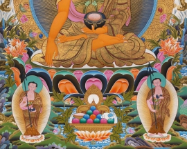 Shakyamuni Buddha with Shariputra and Maudgalyayana Thangka
