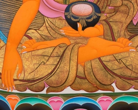 Shakyamuni Buddha with Shariputra and Maudgalyayana Thangka