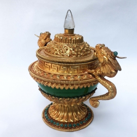 Pot de l&rsquo;offrande rituelle de riz tibétain