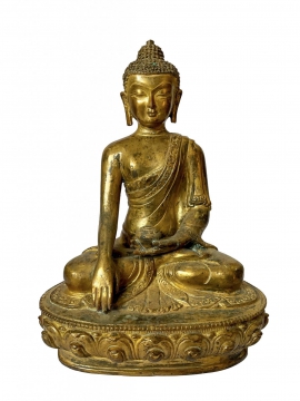 Copper Gold Plated Statue of Shakyamuni Buddha