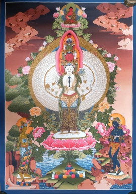 Thangka de Avalokitesvara con el Buda Amitabha