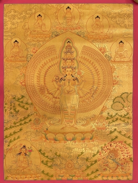 Avalokitesvara Sahasrabhuja con los Pancha Buddhas