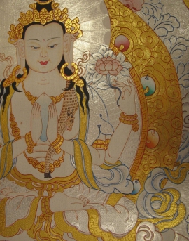 Chenrezig avec les 7 Symboles Auspicieux