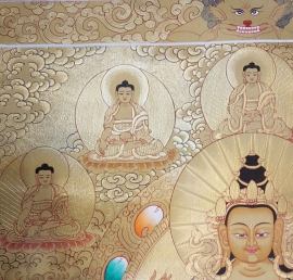 Peinture rituelle de Chenrezig avec Vajrapani