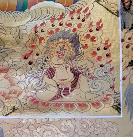 Peinture rituelle de Chenrezig avec Vajrapani